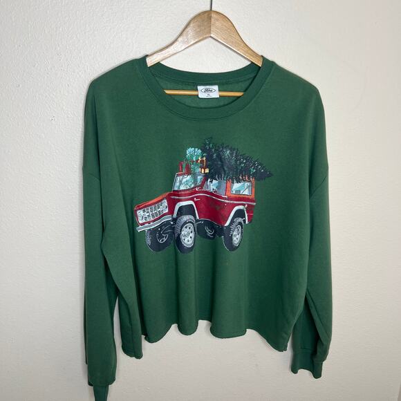 Ford Bronco Christmas Truck Green Sweatshirt XL - Picture 1 of 9